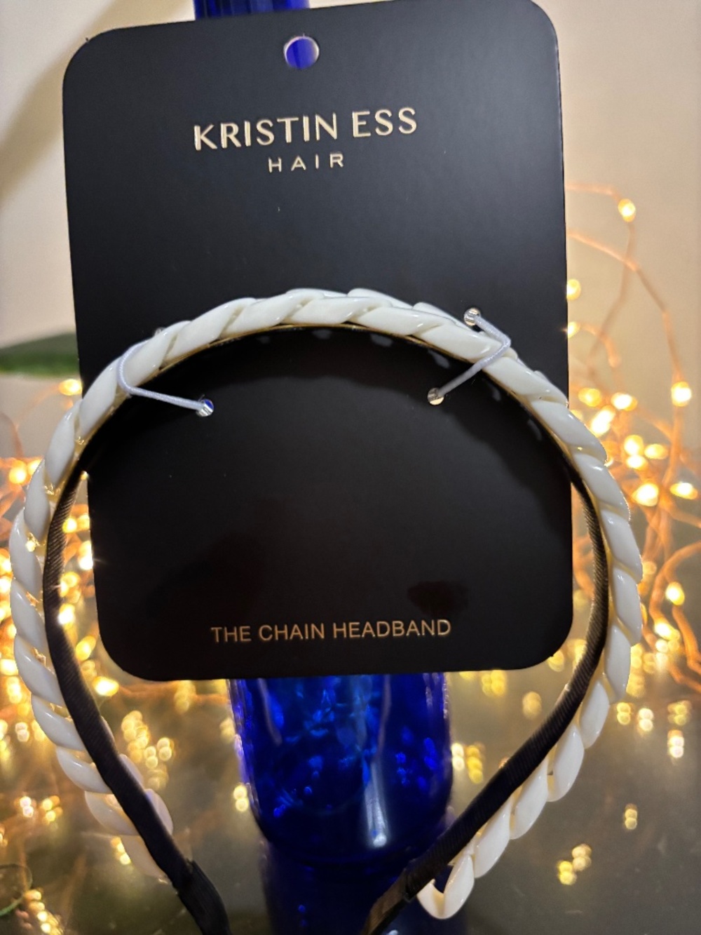 NWT Kristin Ess "The Chain Headband" – Cream/Gold